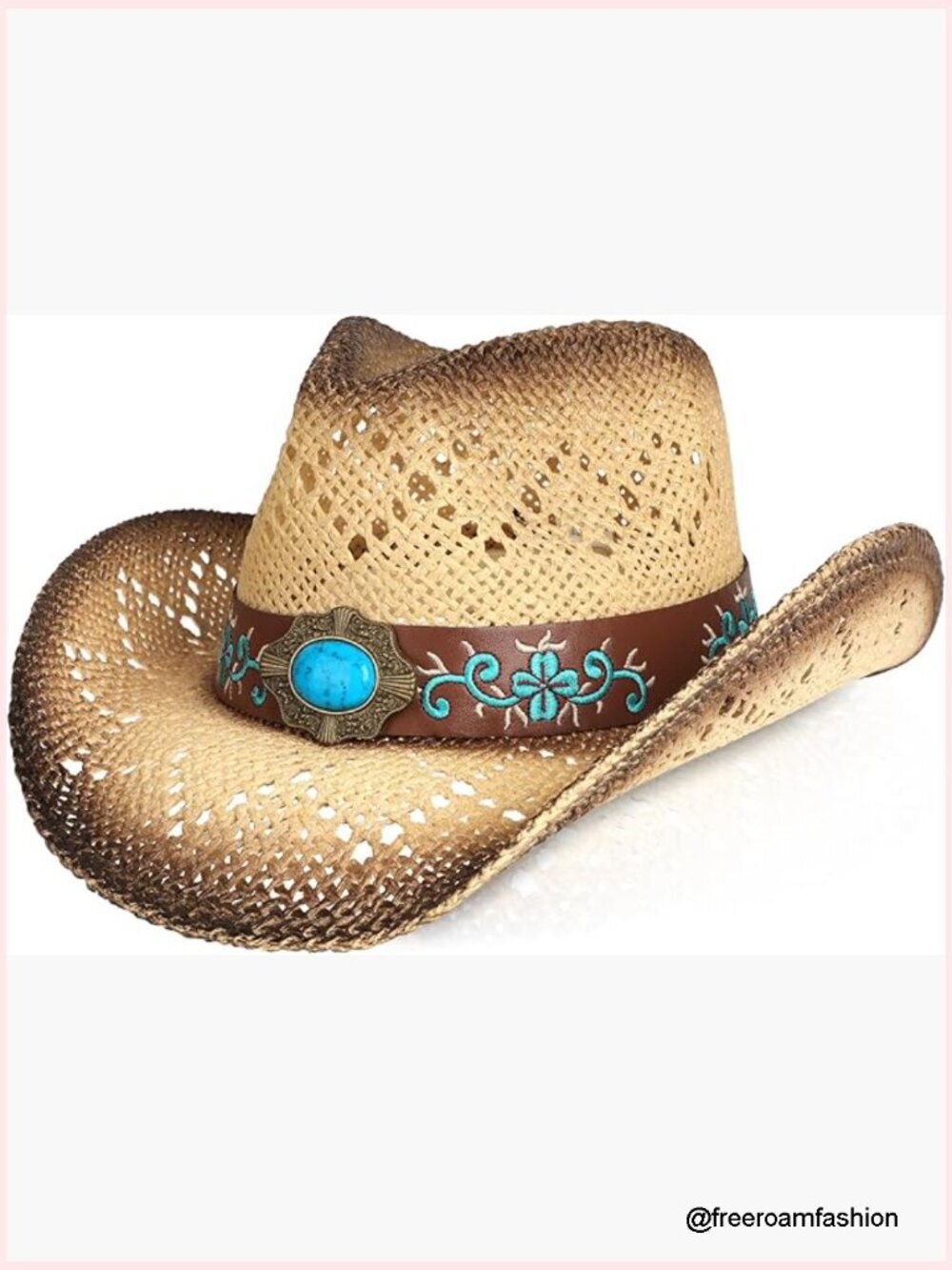Wide Brim Straw Cowboy Hat Shapeable Brim Western Hat